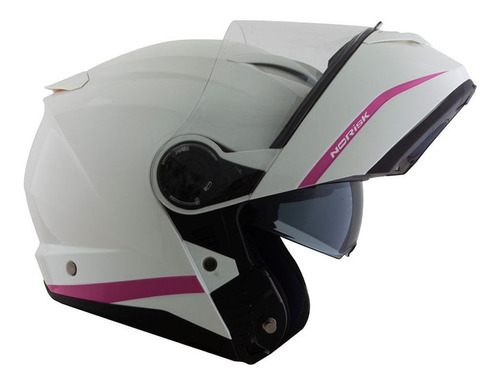 Capacete Norisk Force Escamoteável Simplicity Branco/rosa