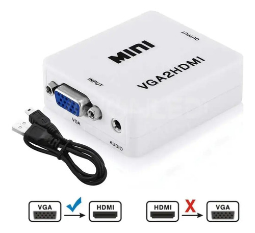 Convertidor Adaptador Vga Hembra A Hdmi Con Audio 1080p