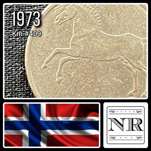 Noruega - 1 Krone - Año 1973 - Km #409 - Caballo