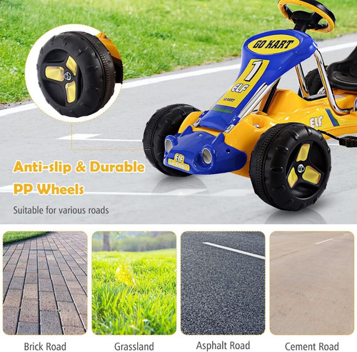 Carro Para Niños Tipo Go Kart Color Amarillo Marca Costzon