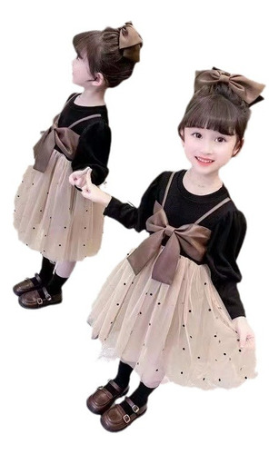 Vestido Estilo Princesa Para Niña, Falda De Malla Dulce Y Mo