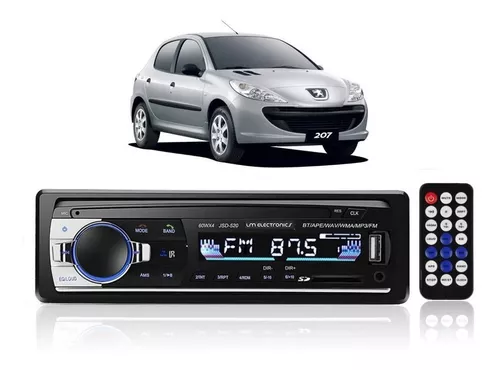 Auto Radio Bluetooth Usb Aux Sd Fm Mp3 Peugeot 207 Potente 4x60w