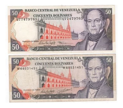 Par De Billetes De Colección. Bs 50. Año 1998 