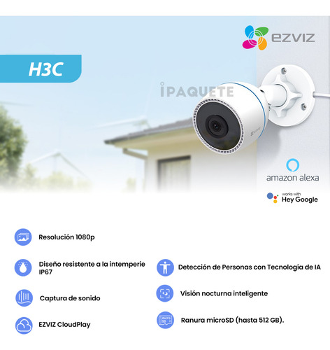 Kit 2 Cámaras Seguridad Ip Ezviz Wifi Exterior Full Hd +32gb