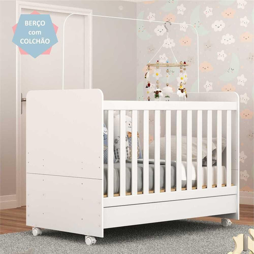 Berço Americano 3x1 C/ Colchão E Rodízios Bambino Multimóvei