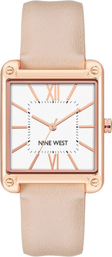 Reloj Mujer Nine West Cristal Mineral 29 Mm Nw/2116rgbh Color de la correa Crema Color del bisel Rosa dorado Color del fondo Plateado