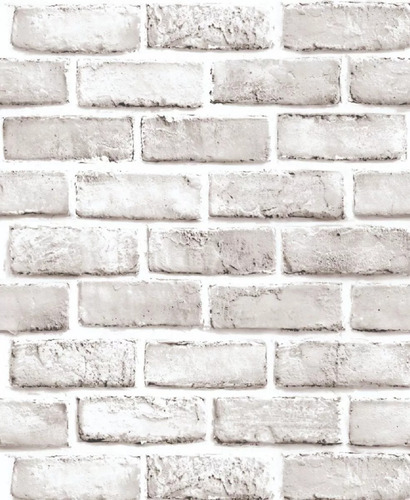 Imagen 1 de 10 de Papel Tapiz Ladrillos Blanco Adhesivo 45cm X 10 Mt 3d Mayore