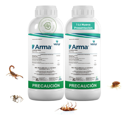 Arma Insecticida Veneno Cucarachas, Chinches, Alacranes  2lt