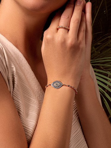 Pulsera De Hematita Con Ojo Protector | Karma And Luck Rosa 14 Cm 19 Cm