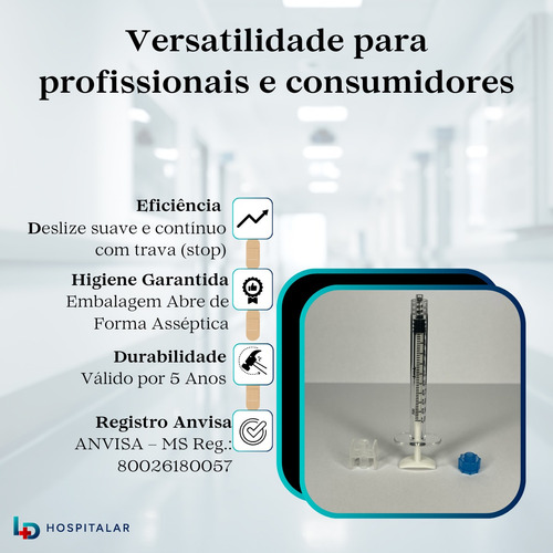 Seringa Cristal 1ml Zero Resíduo Luer Lock Policarbonato 10