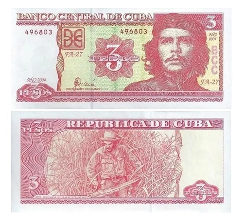 Grr- Billete De Cuba 3 Pesos 2004-2006, Che Guevara