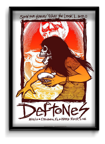 Cuadro Deftones Poster Show M1 30x40 (marco+lámina+vidrio)