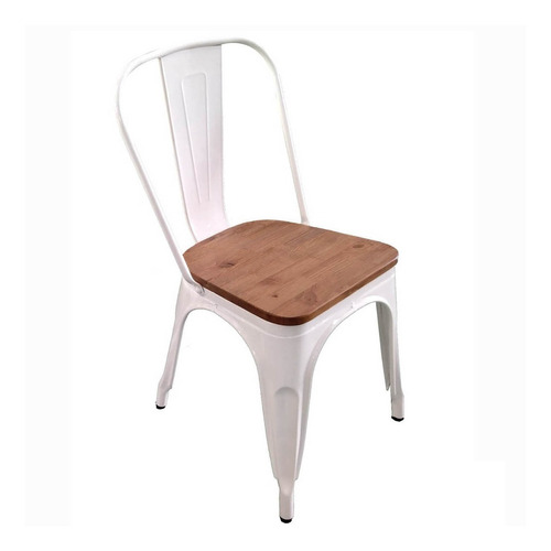 Silla Tolix Metal Madera Colores Vintage Asiento En Madera 