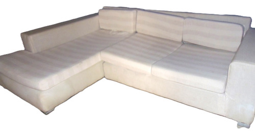 Sillón Esquinero L Natural A Rayas, De 2 Cuerpos Blanco Rayado