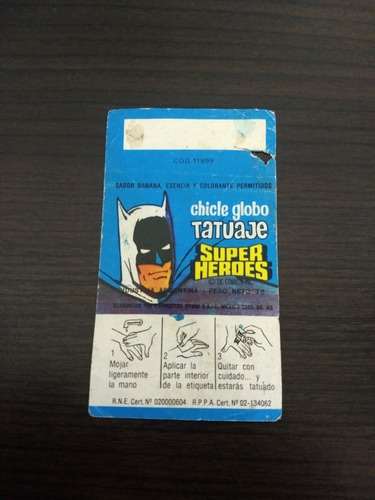 Tatuaje Envoltorio Chicle Super Heroes Wason Super Amigos