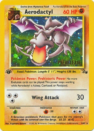 Aerodactyl 1/62 Pre-release Promo (galaxy Holo) Pokemon Tcg