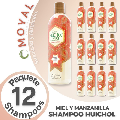 Paquete 12 Piezas Shampoo Huichol De Miel Con Manzanilla