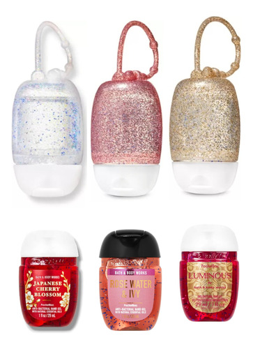 3 Colgadores Glitter + 3 Pocketbac Bath & Body Works