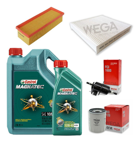 Kit 4 Filtros + 5l Aceite Castrol 10w40 Fiat Uno Way Wega