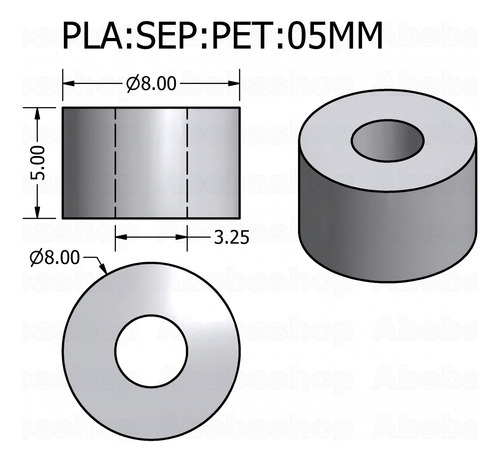 Pack 4x Espaciador Plastico Agujero = 3.25mm Alto = 5mm