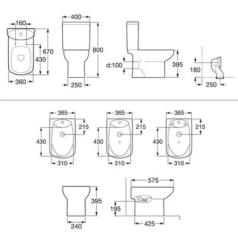 Dama Senso Roca Inodoro Largo Mochila Apoyo Deposito Bidet