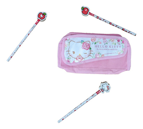 Sanrio Hello Kitty Set Cartuchera Lapices Gomas 