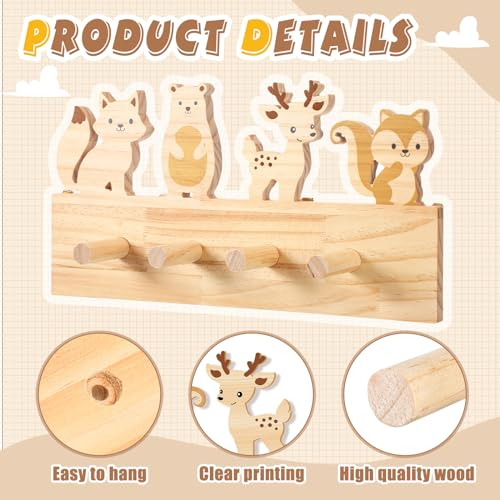 Ganchos De Pared De Madera De Animales Para Abrigos, Decorac