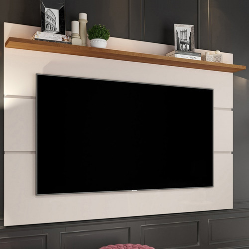 Painel Para Tv Até 60 Polegadas Vivare New Off White/freijo Cor Bege