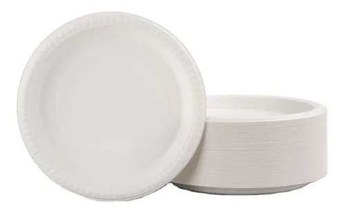 Platos desechables de Plástico Blanco de 20,5cm, Caja 1600 Unidades  plástico 20,5cm 1600 unidades - TuCafeteria