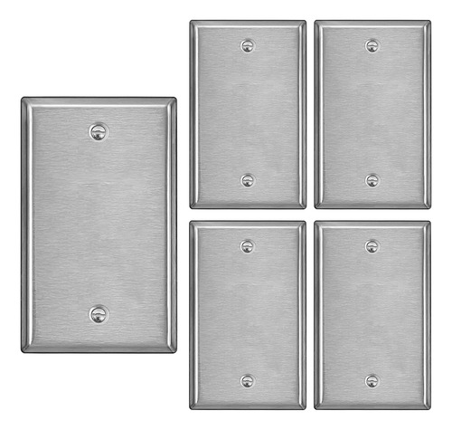 [5 Pack]  1-gang Blank Metal Wall Plate With ?hite Or C...