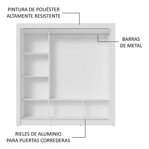 Ropero Closet Madesa 3 Puertas 1 Espejo Bg Color Blanco/Gris