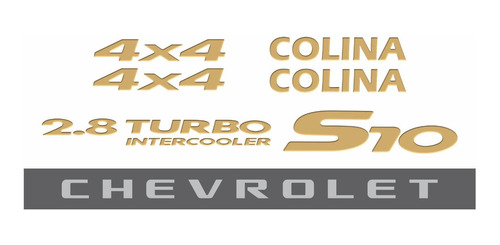 Kit Adesivo S10 Colina 4x4 2006 Emblema Dourado S10kit94