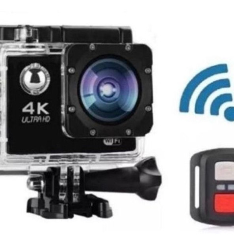 Cámara de acción Go Pro 4k HD con control Wi-Fi, color negro