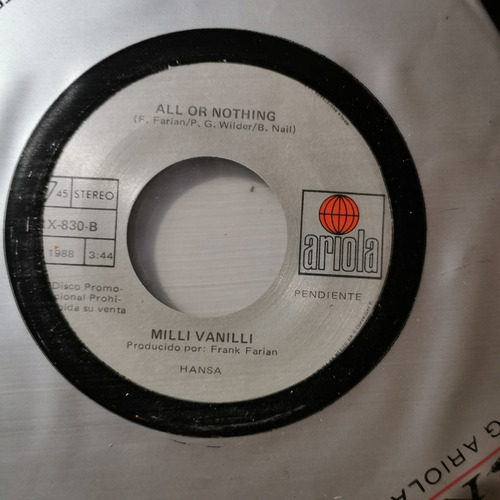 Disco 45 Rpm: Milli Vanilli- All Or Nothing