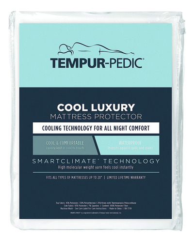 Protector De Colchón Tempur-pedic Cool Luxury, King, Blanco