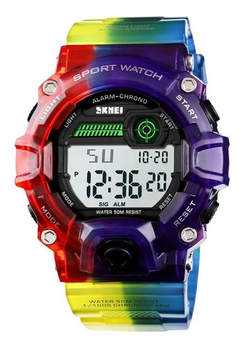 Relógio Masculino Skmei Digital 1197 - Roxo E Vermelho