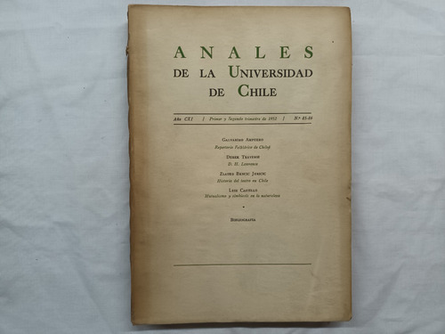 Anales De La Universidad De Chile. 1952, N° 85-86