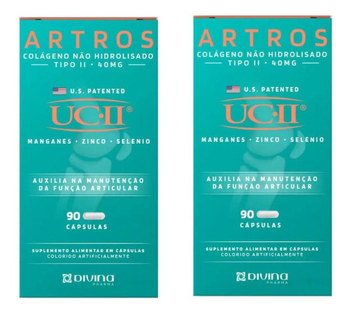 Kit Artros Colágeno Uc-ii 40mg Com 2 Un De 90 Cápsulas Cada