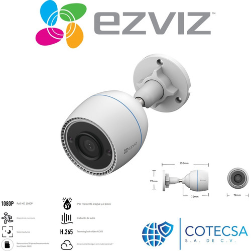 Kit Video Vigilancia 2 Camara Ezviz 2mp Audio 32gb/ Cs-h3c