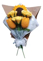 Comprar Ramo Especial Tejido Crochet 1 Girasol 2 Tulipanes 3 Rosas