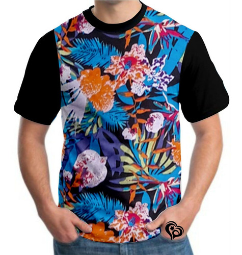 Camisa Florida Masculina Camiseta Floral Roupas Blusa Est1