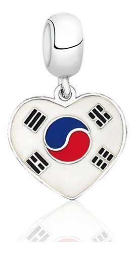 Berloque / Pingente Prata Bandeira Coreia Do Sul Encanto