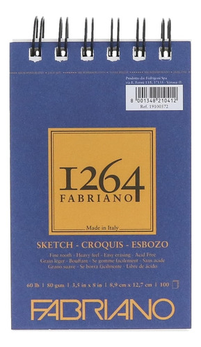 Fabriano 1264 Skecth Croquis 8.9 X 12.7 Cms 80 Grs 100 Hojas