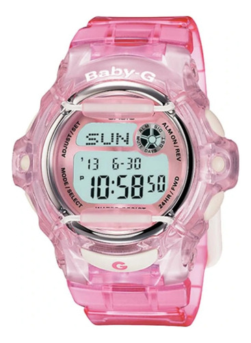 Reloj De Pulsera Casio Baby-g Cabg169r De Cuerpo Color Celeste, Digital, Para Mujer, Con Correa De Resina Color Rosa Claro
