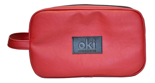 Imagen 2 de 3 de Portacosmeticos Neceser Organizador Bandolera Rojo Eco Cuero