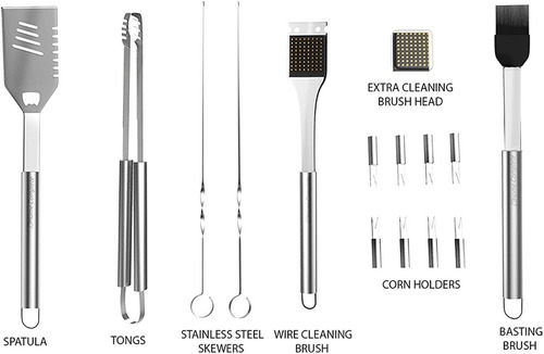 16 Accesorios Para Barbacoa. Utensilios De Acero Inoxidable