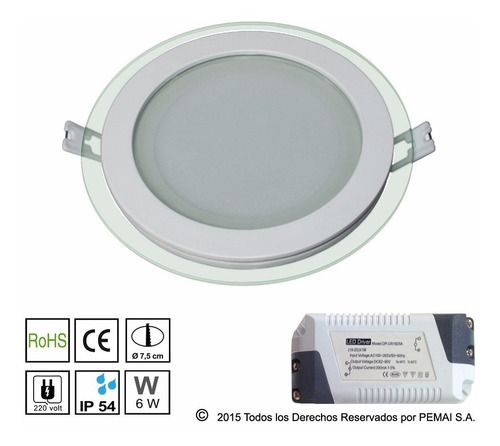 Artefacto Led Borde Cristal + Driver Led - 6 Watt - Serie L