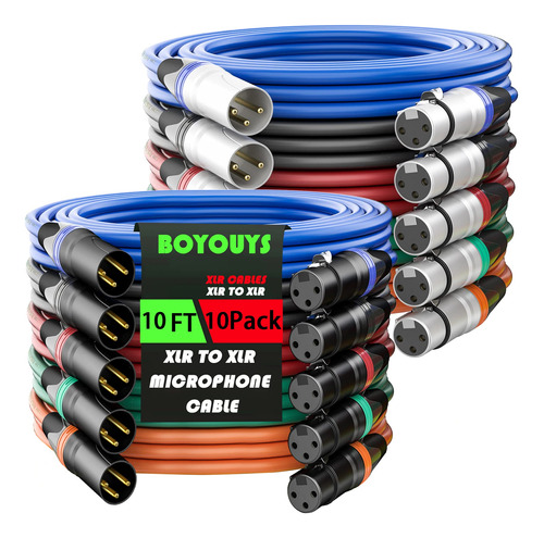 Boyouys Xlr Cables 10 Pies Paquete De 10 Cables De Microfono