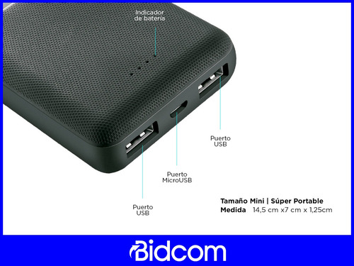 Cargador Portátil Gadnic Batería Externa 15000mah Celular Color Negro