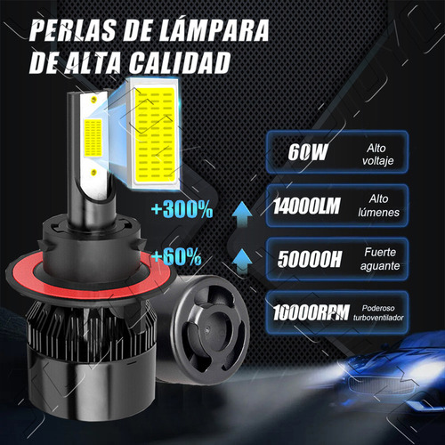 Kit Faros Luz Led H8 H13 14000lm Para Ford Haz Alta/baja